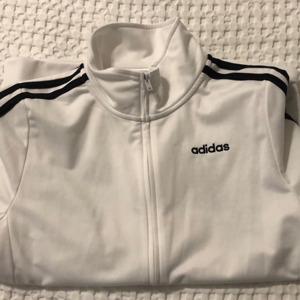 Adidas White Black Stripes Track Jacket M 10/12 NEVER WORN